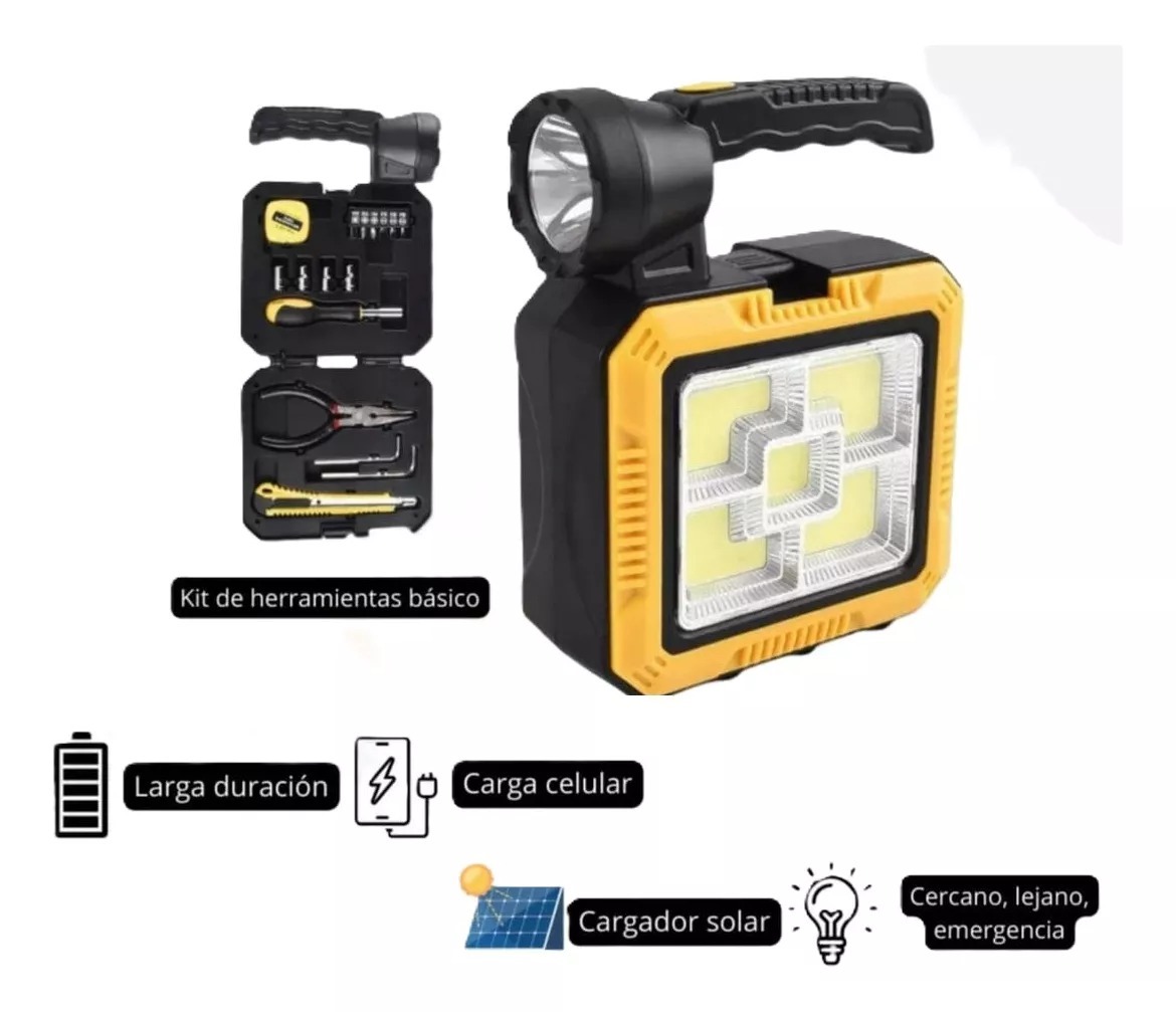 Lampara recargable con panel solar + herramientas - Image 3
